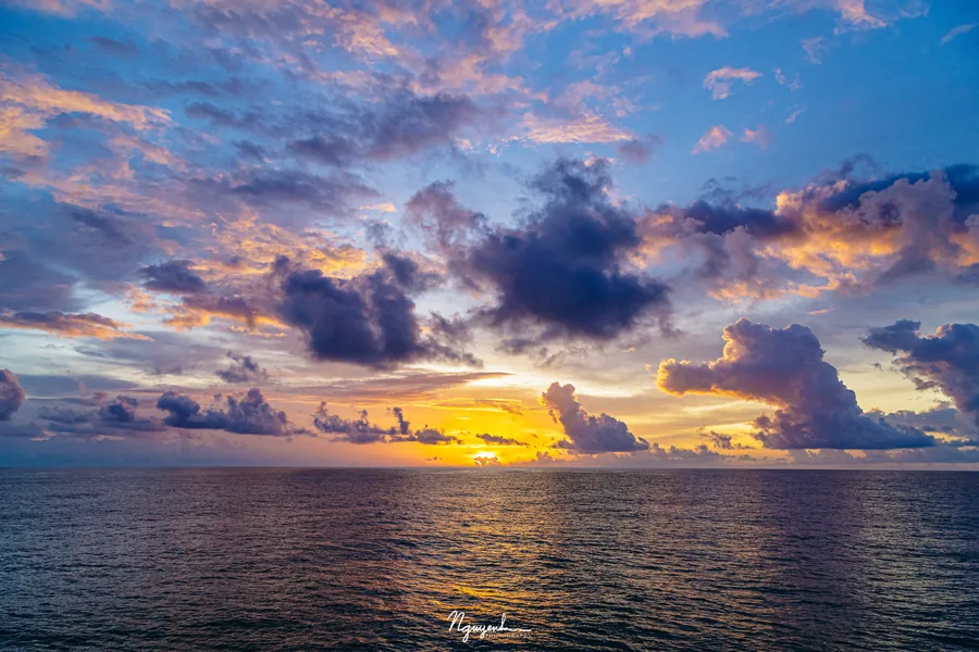 Golden-purple sunset over Bay of Bengal, MISO-BoB